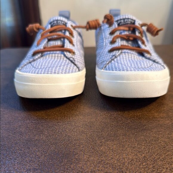 Sperry Top Sider Seacoast Canvas Slip On Sneakers - Blue Checkered, Size 6, EUC - Picture 7 of 13